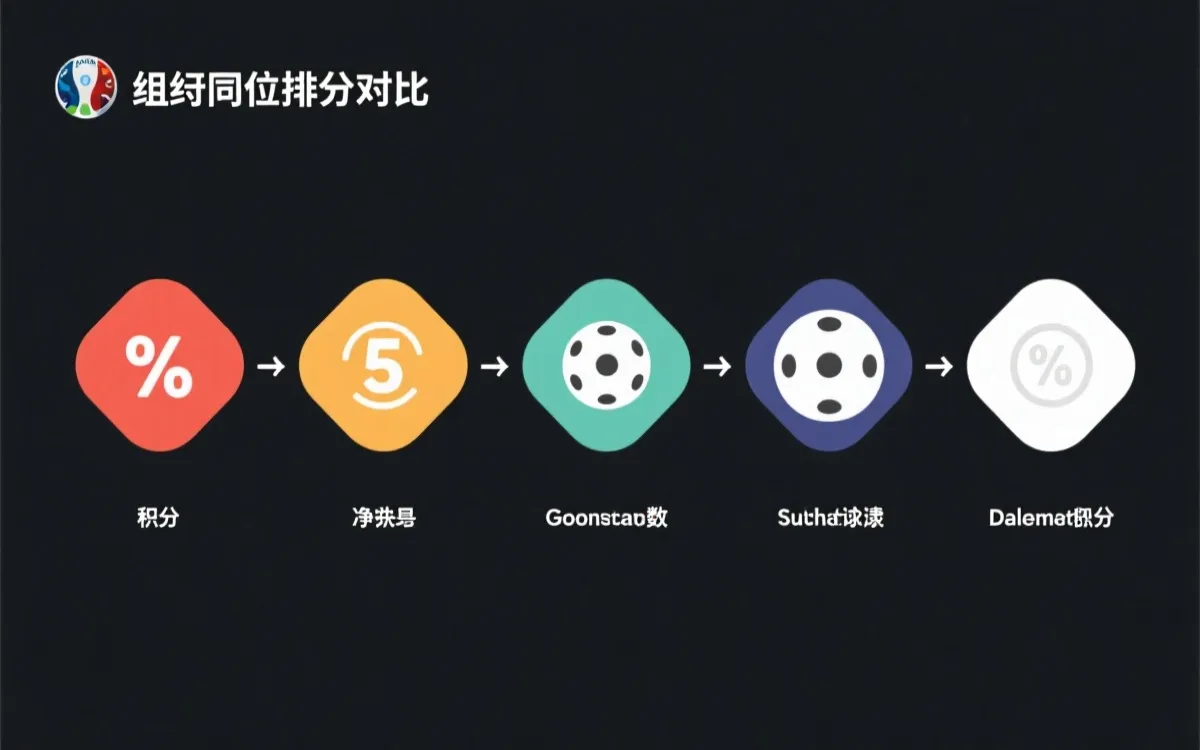 世界杯小组赛排名比较流程图：同分后依次比较净胜球、进球数、相互战绩等